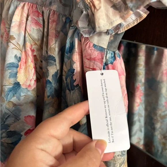 Selkie x Free People Floral Puff Sleeve Mini Dress buttercream dress - Picture 9 of 10